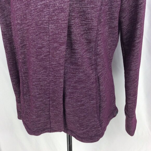 Eddie Bauer Cowl Neck Asymmetrical Open Sweatshirt Womens Size Large Mulberry - Picture 6 of 8